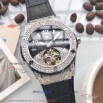Perfect Replica Hublot Classic Fusion Full Diamond Case Tourbillon Dial 43mm Watch